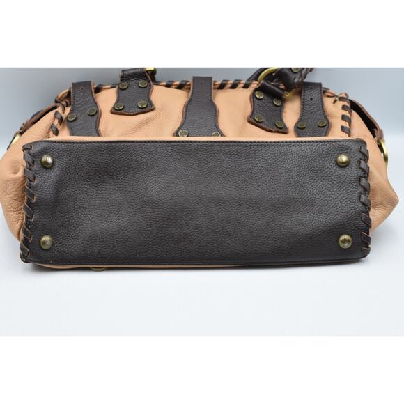 Mulberry Roxanne Whipstitch Brown & Tan Soft Leather Buckle Handbag Satchel - Picture 5 of 16